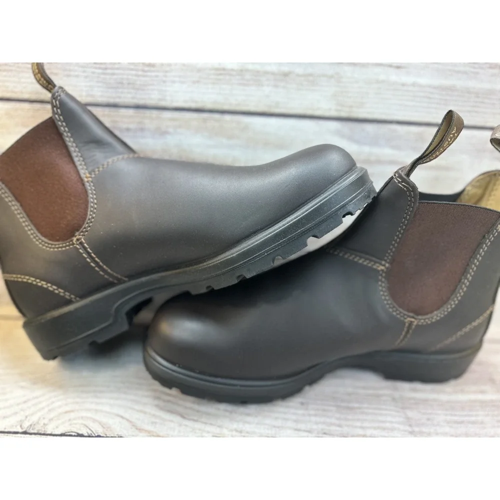Blundstone 550 Rustic Brown Leather Chelsea Pull On Boots Men's Size US 9.5
